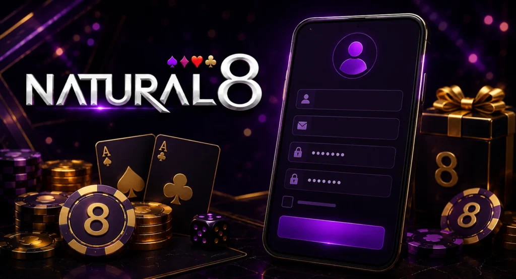 Natural8 casino account registration on mobile device.
