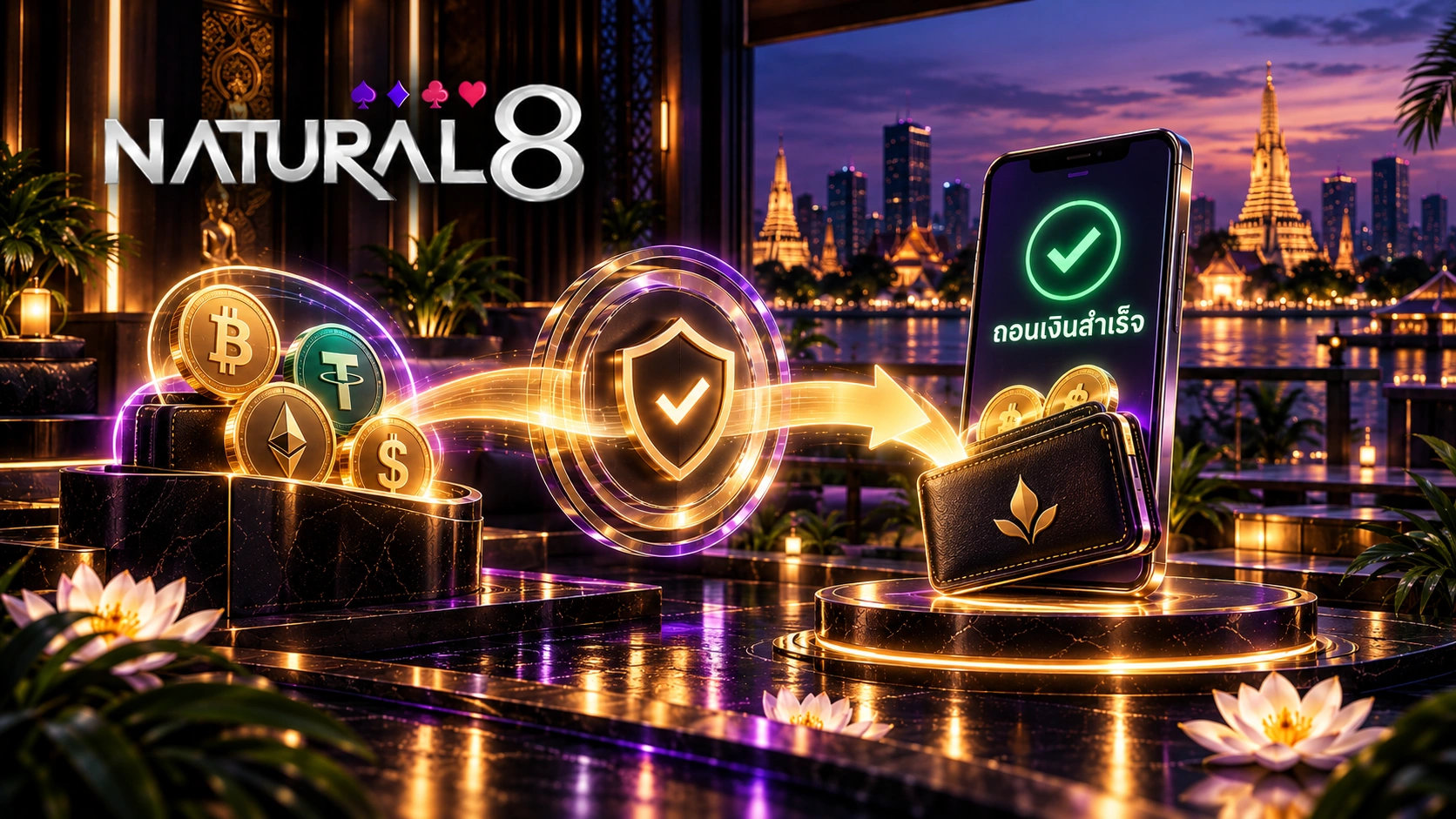Natural8 การถอนเงินที่ปลอดภัยผ่านระบบตรวจสอบธุรกรรมและกระเป๋าเงินดิจิทัล